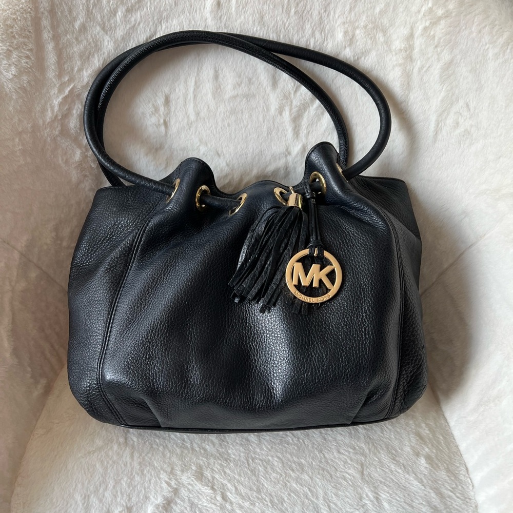 Large Black Pebbled Leather Michael Kors Bag